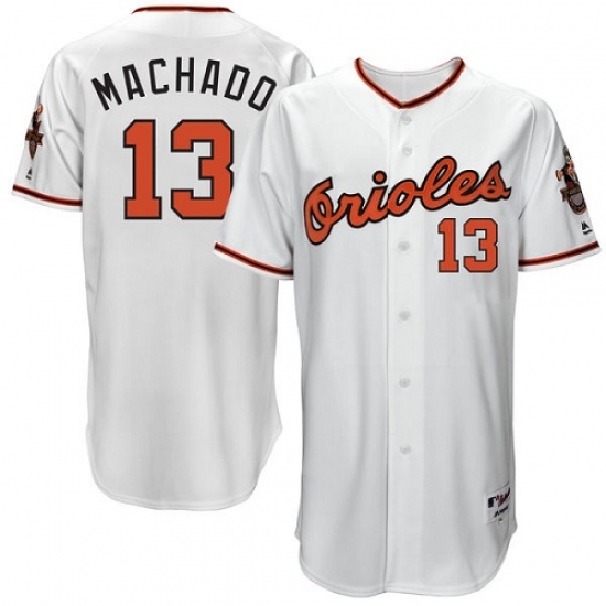 Men's Majestic Baltimore Orioles 13 Manny Machado Authentic White 1966 Turn Back The Clock MLB Jersey
