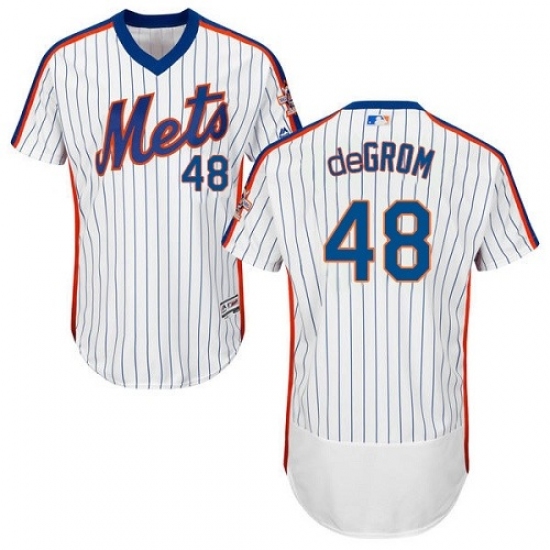 Men's Majestic New York Mets 48 Jacob deGrom White Alternate Flex Base Authentic Collection MLB Jersey