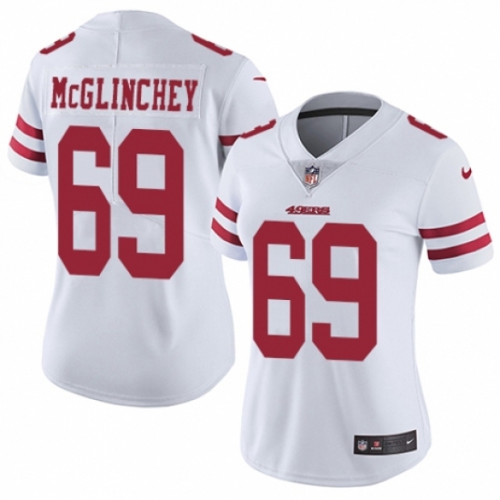 Women's Nike San Francisco 49ers 69 Mike McGlinchey White Vapor Untouchable Elite Player NFL Jersey