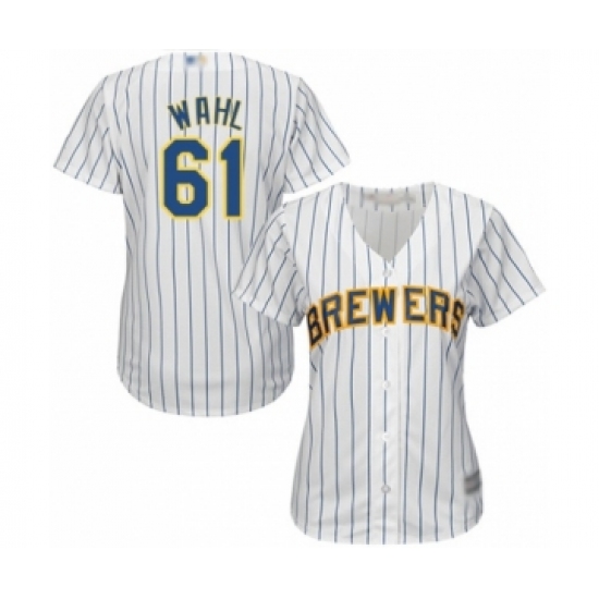 Women's Milwaukee Brewers 61 Bobby Wahl Authentic White Alternate Cool Base Baseball Player Jersey
