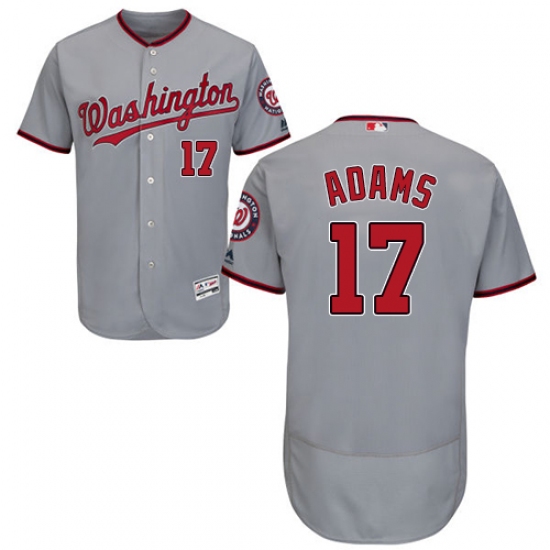 Men's Majestic Washington Nationals 17 Matt Adams Grey Road Flex Base Authentic Collection MLB Jersey