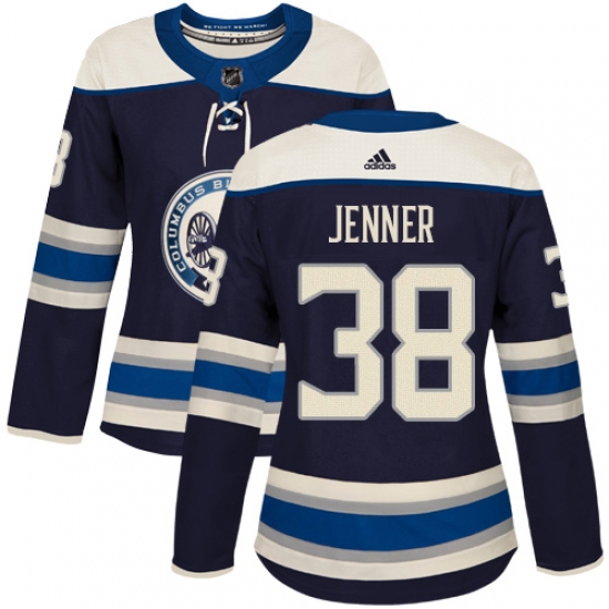 Women's Adidas Columbus Blue Jackets 38 Boone Jenner Authentic Navy Blue Alternate NHL Jersey