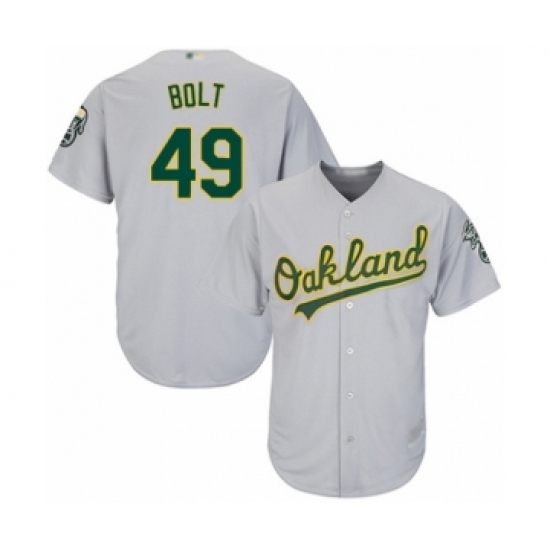 Youth Oakland Athletics 49 Skye Bolt Authentic Grey Road Cool Base Baseball Player Jersey