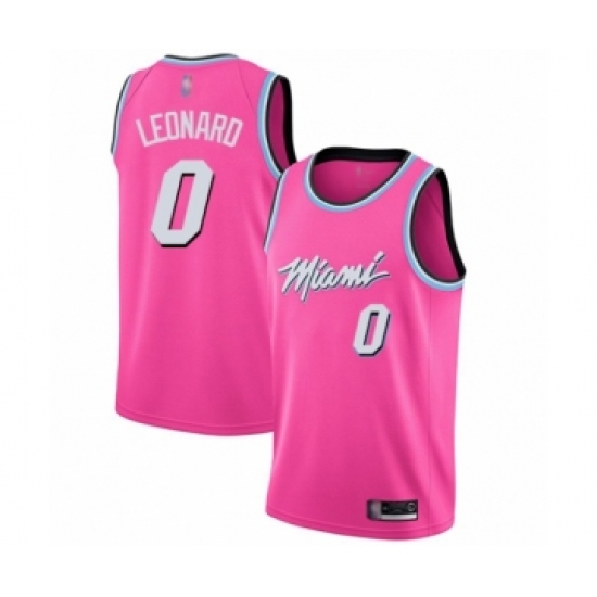 Men's Miami Heat 0 Meyers Leonard Pink Swingman Jersey - Earned Edition