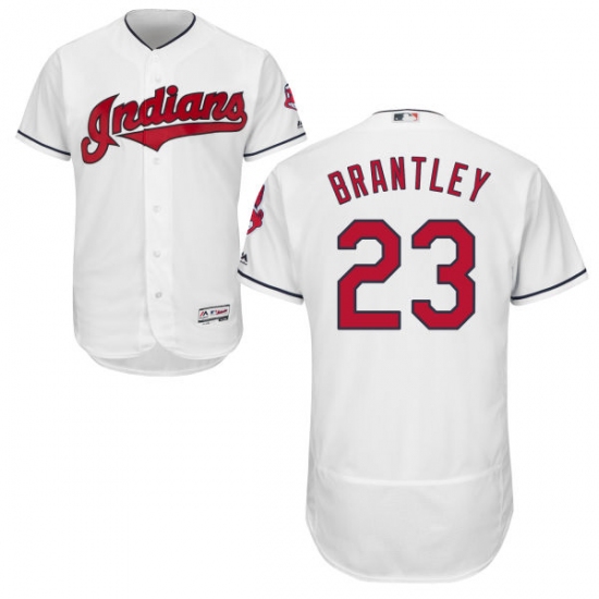 Men's Majestic Cleveland Indians 23 Michael Brantley White Home Flex Base Authentic Collection MLB Jersey
