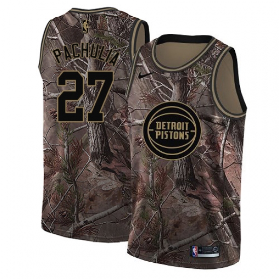 Youth Nike Detroit Pistons 27 Zaza Pachulia Swingman Camo Realtree Collection NBA Jersey