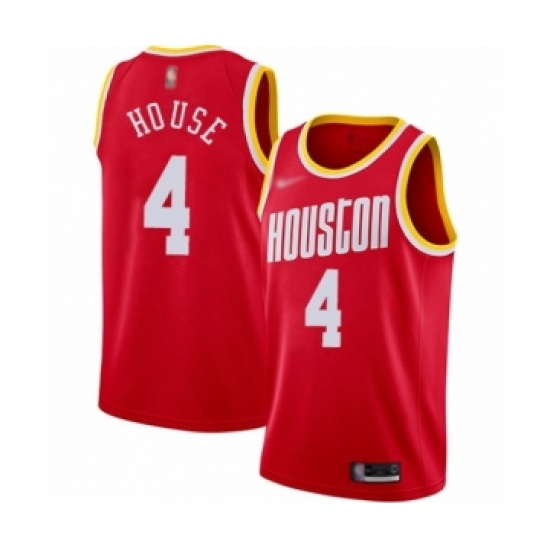Men's Houston Rockets 4 Danuel House Authentic Red Hardwood Classics Finished Basketball Jersey