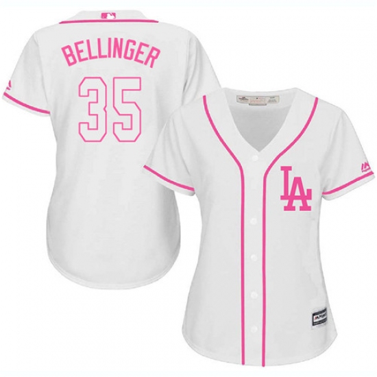 Women's Majestic Los Angeles Dodgers 35 Cody Bellinger Authentic White Fashion Cool Base MLB Jersey