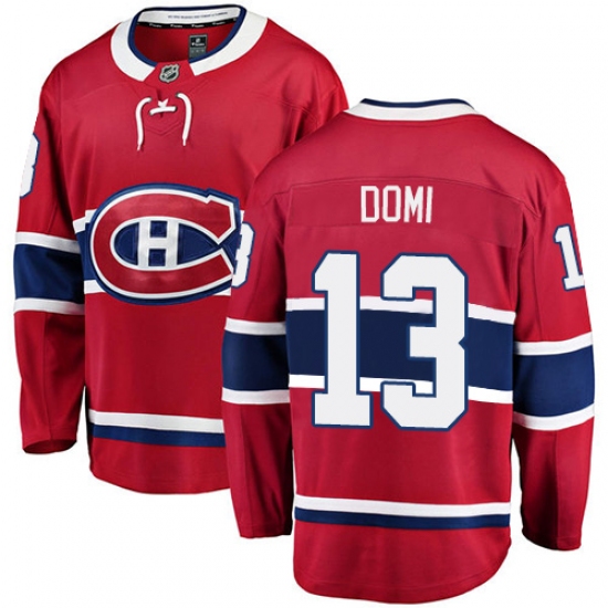 Men's Montreal Canadiens 13 Max Domi Authentic Red Home Fanatics Branded Breakaway NHL Jersey