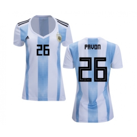 Women's Argentina 26 Pavon Home Soccer Country Jersey