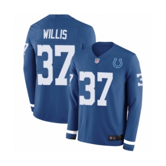Men's Indianapolis Colts 37 Khari Willis Limited Blue Therma Long Sleeve Football Jersey