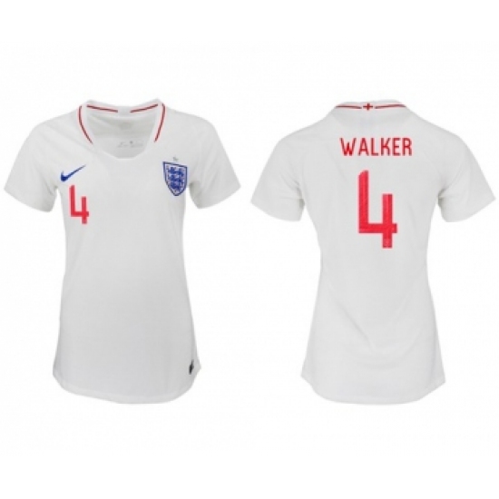 Women's England 4 Walker Home Soccer Country Jersey
