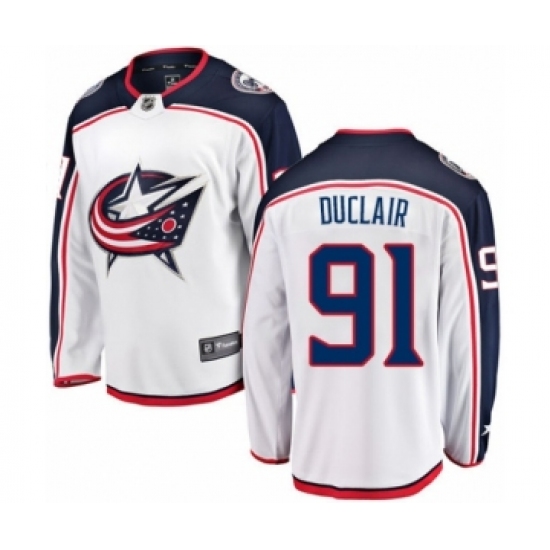 Men's Columbus Blue Jackets 91 Anthony Duclair Authentic White Away Fanatics Branded Breakaway NHL Jersey