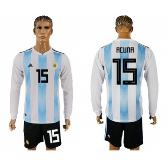 Argentina 15 Acuna Home Long Sleeves Soccer Country Jersey