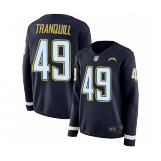 Women's Los Angeles Chargers 49 Drue Tranquill Limited Navy Blue Therma Long Sleeve Football Jersey