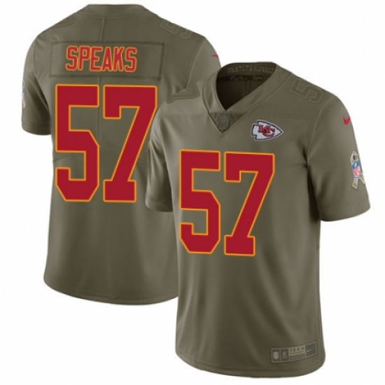Youth Nike Kansas City Chiefs 57 Breeland Speaks Limited Olive 2017 Salute to Service NFL Jersey
