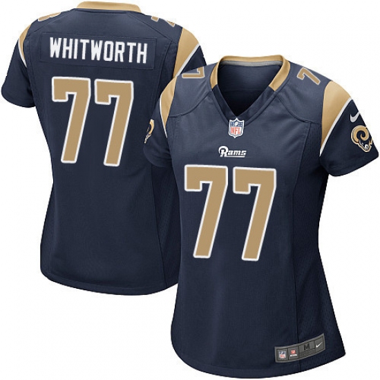 Women's Nike Los Angeles Rams 77 Andrew Whitworth Game Navy Blue Team Color NFL Jersey