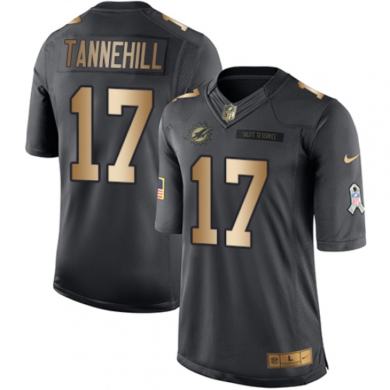 Youth Nike Miami Dolphins 17 Ryan Tannehill Limited Black/Gold Salute to Service NFL Jersey