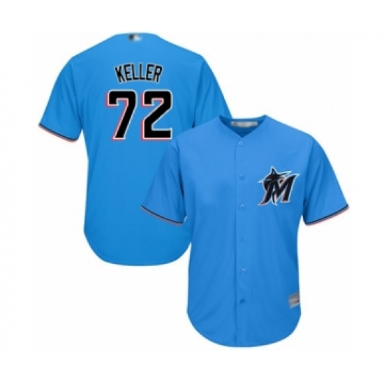 Youth Miami Marlins 72 Kyle Keller Authentic Blue Alternate 1 Cool Base Baseball Player Jersey