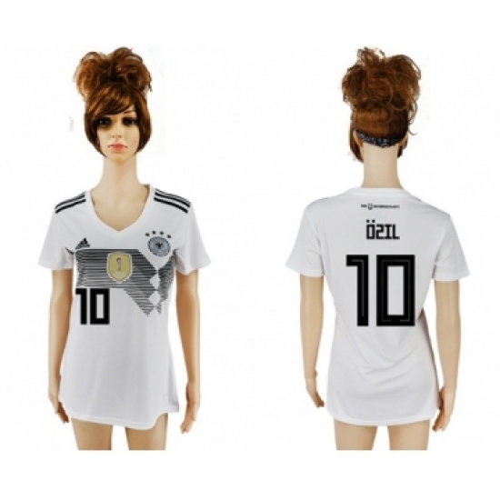 Women's Germany 10 Ozil White Home Soccer Country Jersey