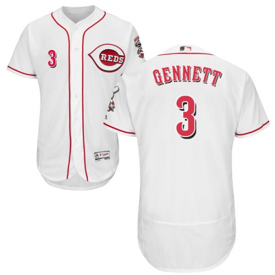 Men's Majestic Cincinnati Reds 3 Scooter Gennett White Home Flex Base Authentic Collection MLB Jersey