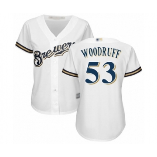 Women's Milwaukee Brewers 53 Brandon Woodruff Authentic White Alternate Cool Base Baseball Jersey