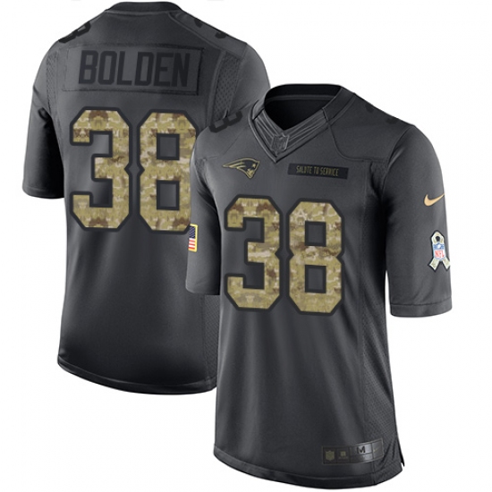Youth Nike New England Patriots 38 Brandon Bolden Limited Black 2016 Salute to Service NFL Jersey