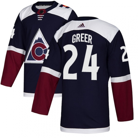 Youth Adidas Colorado Avalanche 24 A.J. Greer Authentic Navy Blue Alternate NHL Jersey