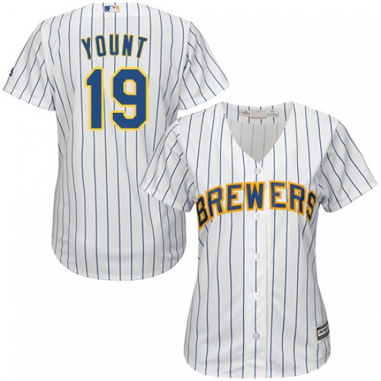 Women's Majestic Milwaukee Brewers 19 Robin Yount Replica White Alternate Cool Base MLB Jersey