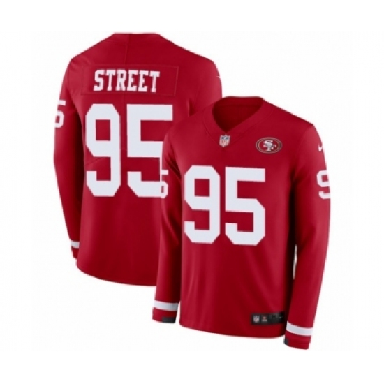 Men's Nike San Francisco 49ers 95 Kentavius Street Limited Red Therma Long Sleeve NFL Jersey