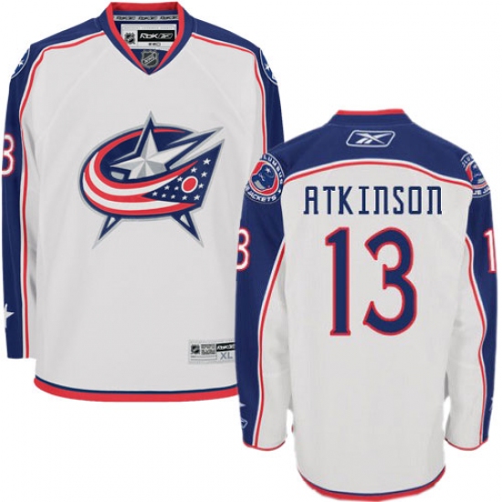 Youth Reebok Columbus Blue Jackets 13 Cam Atkinson Authentic White Away NHL Jersey