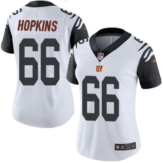 Women's Nike Cincinnati Bengals 66 Trey Hopkins Limited White Rush Vapor Untouchable NFL Jersey