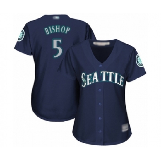 Women's Seattle Mariners 5 Braden Bishop Authentic Navy Blue Alternate 2 Cool Base Baseball Player Jersey