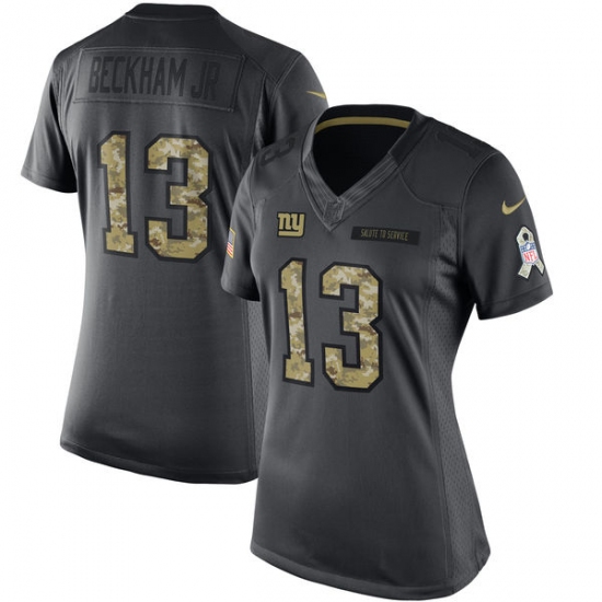 Women's Nike New York Giants 13 Odell Beckham Jr Limited Black 2016 Salute to Service NFL Jersey