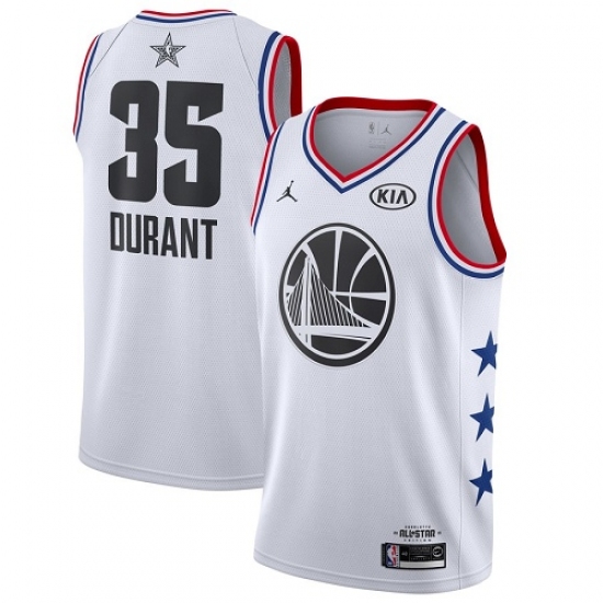 Men's Nike Golden State Warriors 35 Kevin Durant White Basketball Jordan Swingman 2019 All-Star Game Jersey
