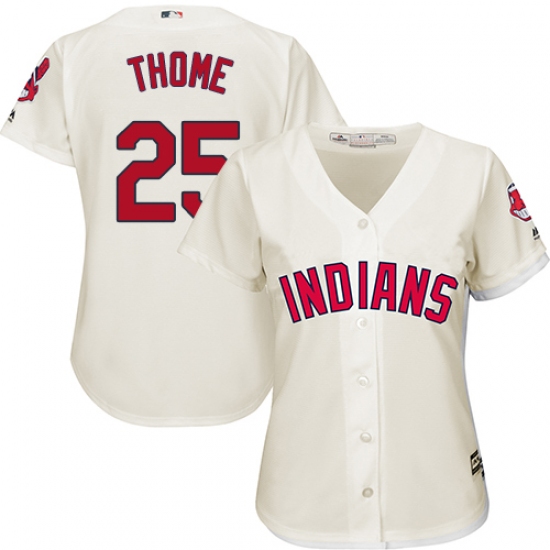 Women's Majestic Cleveland Indians 25 Jim Thome Authentic Cream Alternate 2 Cool Base MLB Jersey