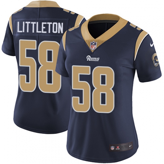 Women's Nike Los Angeles Rams 58 Cory Littleton Navy Blue Team Color Vapor Untouchable Elite Player NFL Jersey