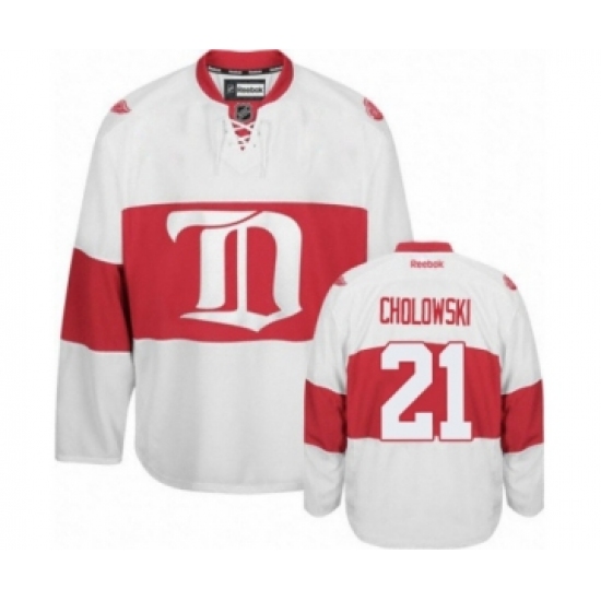 Youth Reebok Detroit Red Wings 21 Dennis Cholowski Authentic White Third NHL Jersey
