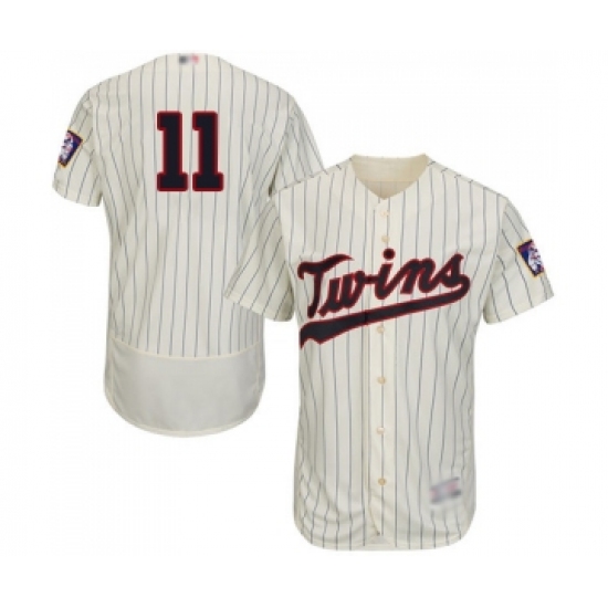 Men's Minnesota Twins 11 Jorge Polanco Cream Alternate Flex Base Authentic Collection Baseball Jersey