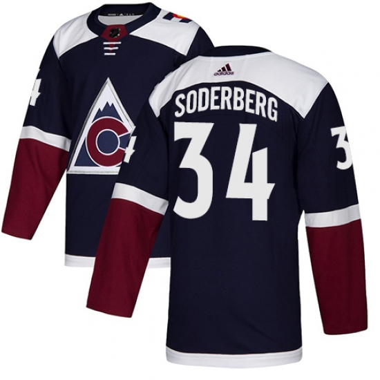 Men's Adidas Colorado Avalanche 34 Carl Soderberg Authentic Navy Blue Alternate NHL Jersey