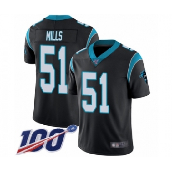 Men's Carolina Panthers 51 Sam Mills Black Team Color Vapor Untouchable Limited Player 100th Season Football Jersey