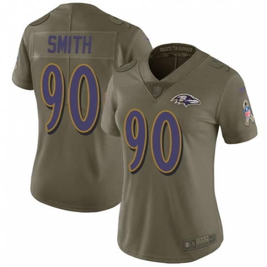 Women's Nike Baltimore Ravens 90 Za Darius Smith Limited Olive 2017 Salute to Service NFL Jersey