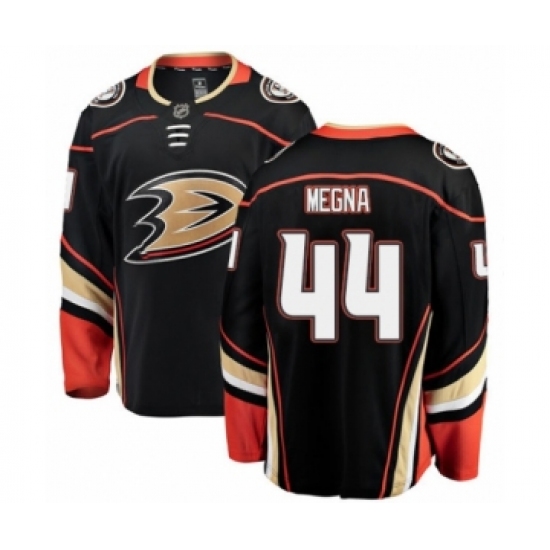 Men's Anaheim Ducks 44 Jaycob Megna Authentic Black Home Fanatics Branded Breakaway NHL Jersey