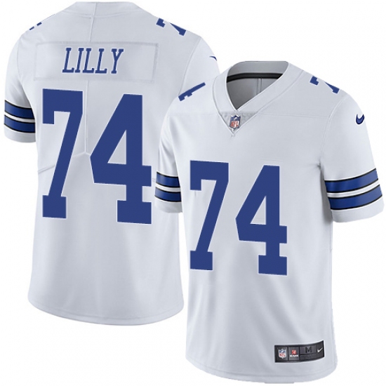 Men's Nike Dallas Cowboys 74 Bob Lilly White Vapor Untouchable Limited Player NFL Jersey