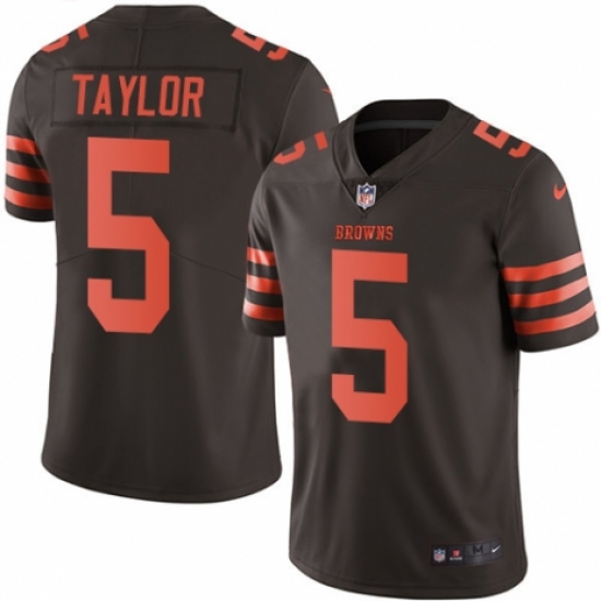 Men's Nike Cleveland Browns 5 Tyrod Taylor Limited Brown Rush Vapor Untouchable NFL Jersey