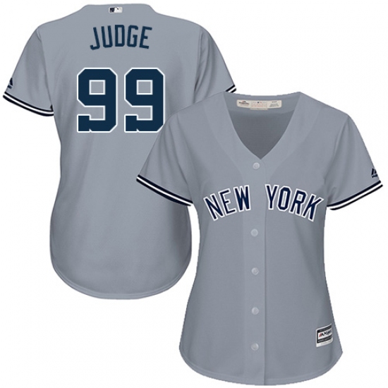 Women's Majestic New York Yankees 99 Aaron Judge Authentic Grey Road MLB Jersey