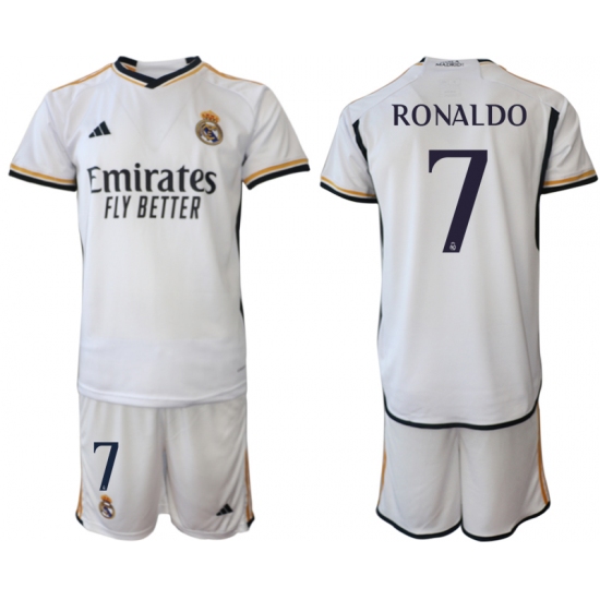 Men's Real Madrid 7 Ronaldo 2023-24 White Home Soccer Jersey