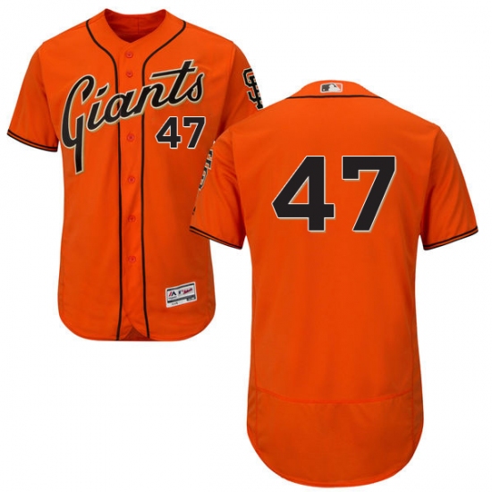 Men's Majestic San Francisco Giants 47 Johnny Cueto Orange Alternate Flex Base Authentic Collection MLB Jersey