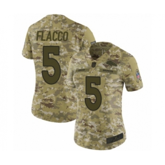 Women's Denver Broncos 5 Joe Flacco Limited Camo 2018 Salute to Service Football Jersey
