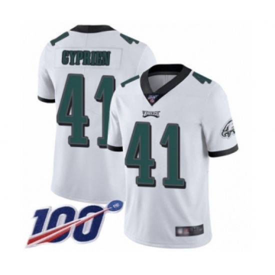 Men's Philadelphia Eagles 41 Johnathan Cyprien White Vapor Untouchable Limited Player 100th Season Football Jersey